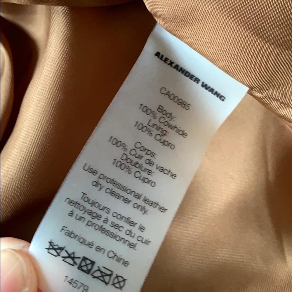 T Alexander Wang Distressed Crop Motto Leather Jacket - Picture 10 of 16